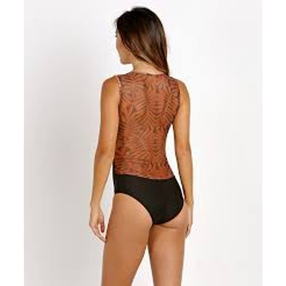 Seea Black and Orange One-Piece Swimsuit with Deep V-Neckline - Picture 2 of 7